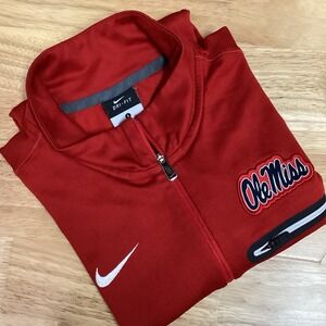 Men's Nike Ole Miss Rebels Long Sleeved Performance 1/4 Zip Red Small
